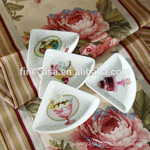 3.75 Inches Fine New Bone China Fan Shaped Dish with Gift Box